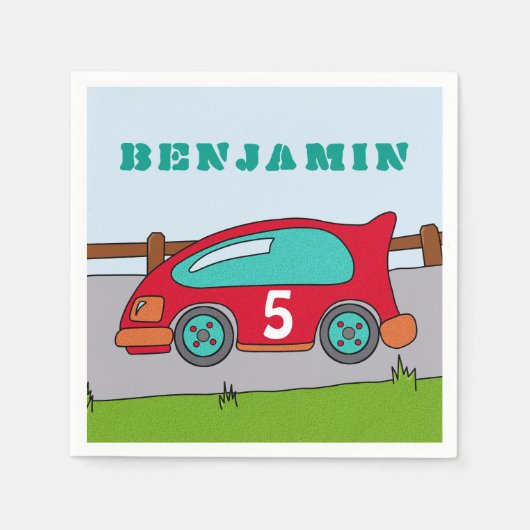 Red Racing Car Birthday Party Servetten (Voorkant)