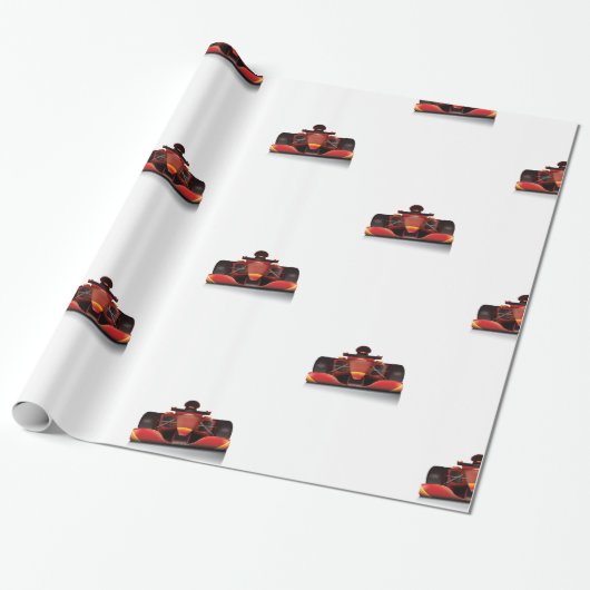 Red Racing Car Cadeaupapier (Uitgerold)