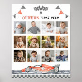 Red Racing Car Eerste Verjaardagsfeestje Mijlpaal  Poster (Voorkant)