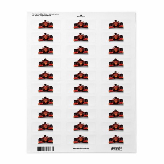 Red Racing Car Etiket (Full Sheet)