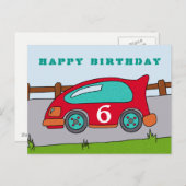 Red Racing Car Gelukkige Verjaardag Briefkaart (Voorkant / Achterkant)