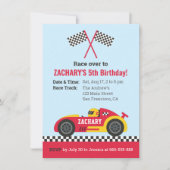Red Racing Car Kids Verjaardagsfeest Kaart (Voorkant)