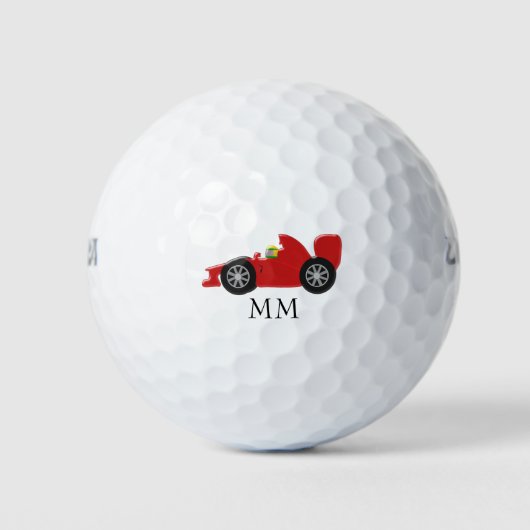 Red Racing Car Monogrammed Golfballen (Voorkant)
