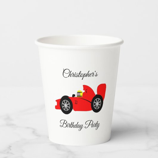 Red Racing Car Papieren Bekers (Achterkant)