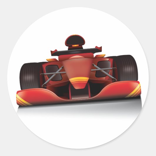 Red Racing Car Ronde Sticker (Voorkant)