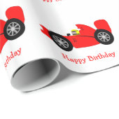 Red Racing Car Verjaardag Cadeau Cadeaupapier (Rol Hoek)