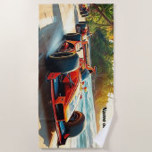 Red Racing Cars op het zand Strandlaken (Voorkant)