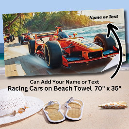 Red Racing Cars op het zand Strandlaken