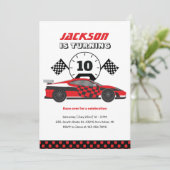 Red Racing Race Kinder Boys Birthday Kaart (Staand voorkant)