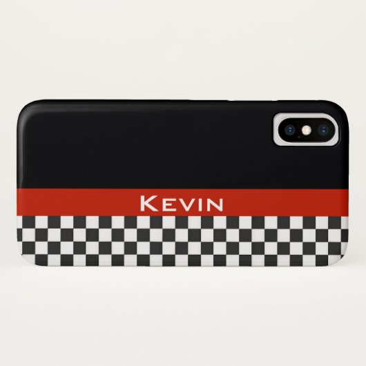 Red Racing Stripe Design iPhone X Hoesje (Achterkant (horizontaal))
