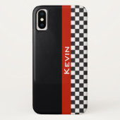 Red Racing Stripe Design iPhone X Hoesje (Achterkant)