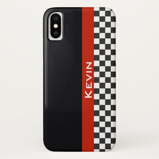 Red Racing Stripe Design iPhone X Hoesje (Achterkant)
