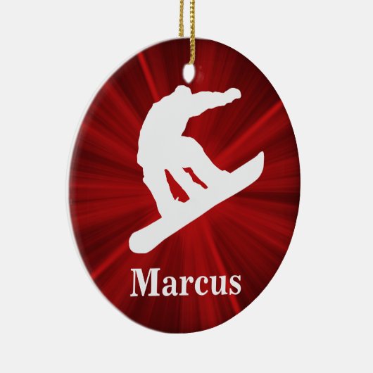 Red Radiance Personalized Snowboarding Ornament (Rechts)