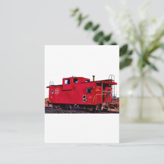 Red Railroad Caboose Briefkaart (Staand voorkant)