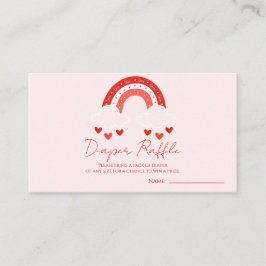Red Rainbow baby shower Diaper Raffle Informatiekaartje