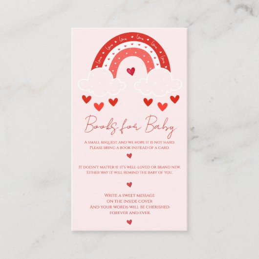 Red Rainbow baby shower Informatiekaartje (Voorkant)