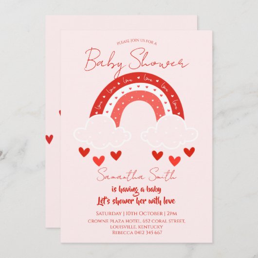 Red Rainbow baby shower  Kaart (Voorkant / Achterkant)