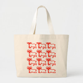 Red Ram Pattern Tote Bag