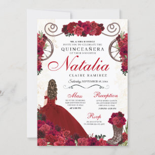 Red Ranchero Princess Quinceanera Kaart
