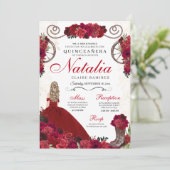 Red Ranchero Princess Quinceanera Kaart (Staand voorkant)