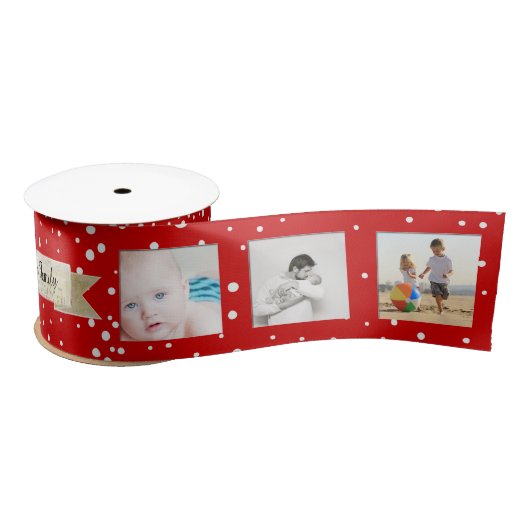 Red Random Stippen Merry Little Kerstmis Satijnen Lint (Spoel)