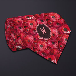 Red Ranunculus Floral Stropdas