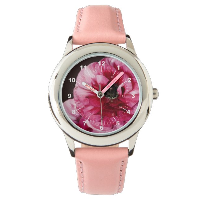 Red Ranunculus Horloge (Voorkant)