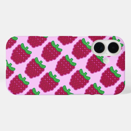 Red Raspberry Pattern iPhone Case (Achterkant (horizontaal))