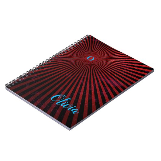 Red Rays Abstract gepersonaliseerd Notitieboek (Linkerzijde)