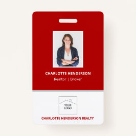 Red Real Estate Agent Photo Logo Badge