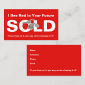 Red Real Estate Agent Verkocht Sign Visitekaartje (Voorkant / Achterkant)