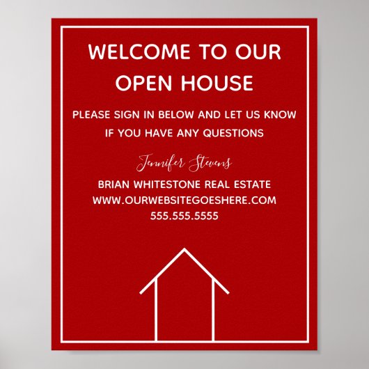 Red Real Estate Company Custom Open House Poster (Voorkant)