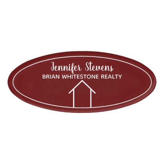 Red Real Estate Company Custom Realtor Naambadge (Voorkant)