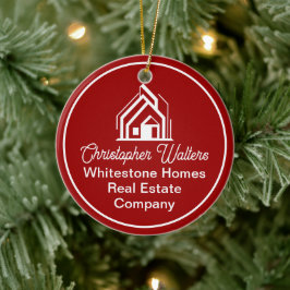 Red Real Estate Company Customized Christmas Keramisch Ornament