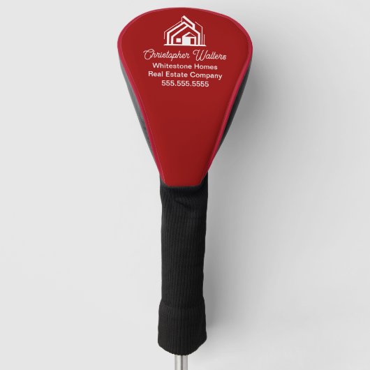 Red Real Estate Company Customized Realtor Golfheadcover (Voorkant)