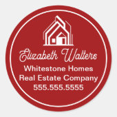 Red Real Estate Company Customized Realtor Ronde Sticker (Voorkant)