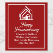 Red Real Estate Company Customized Realtor Wijn Etiket (Enkel label)
