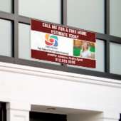 Red Real Estate Company Logo Realtor Marketing Spandoek (Buitenkant Gebouw)