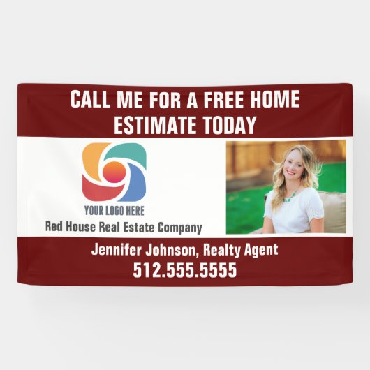 Red Real Estate Company Logo Realtor Marketing Spandoek (Horizontaal)