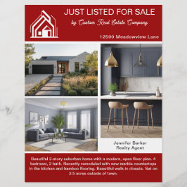 Red Real Estate Home Listing 2 Sided Modern Flyer