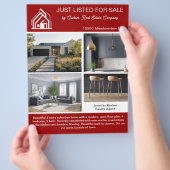 Red Real Estate Home Listing 2 Sided Modern Flyer (Hand)