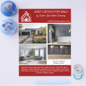 Red Real Estate Home Listing 2 Sided Modern Flyer (Enkel)