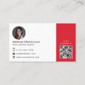 Red Real Estate Logo Foto QR Code Visitekaartje (Achterkant)