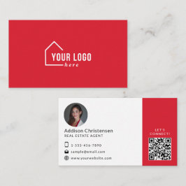 Red Real Estate Logo Foto QR Code Visitekaartje