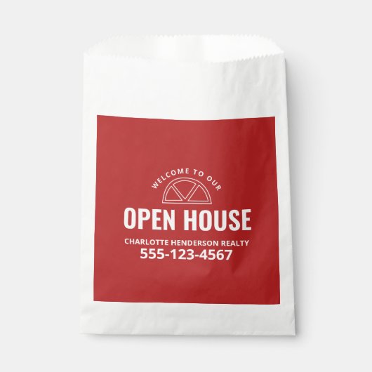 Red Real Estate Open House Goodie Favor Bag Bedankzakje (Voorkant)