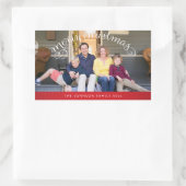 Red Rectangle Merry-Stickers voor kerstfoto's Rechthoekige Sticker (Tas)