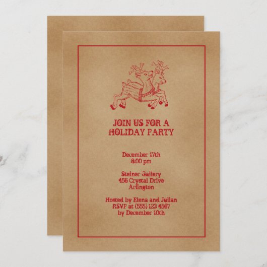 Red Redeers-feestdag Kaart (Voorkant / Achterkant)