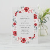Red Refined Winter Wedding Kaart (Staand voorkant)