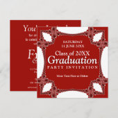 Red Regalia Afstuderen Uitnodiging (Voorkant / Achterkant)