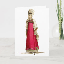 Red Regency Dress, Mode Tekening 1800's Kaart